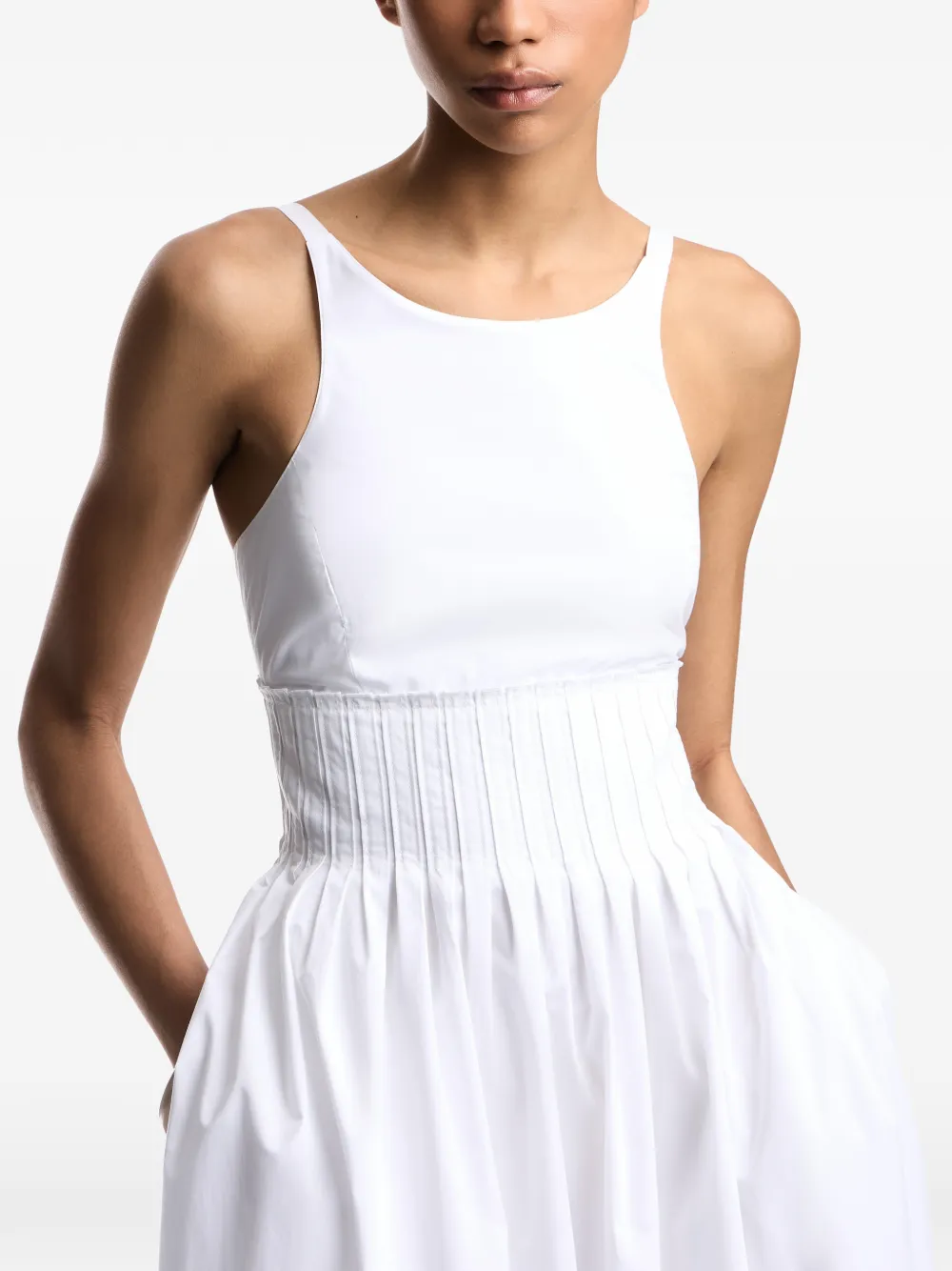 Emporio Armani Mouwloze jurk met gesmockte taille Wit