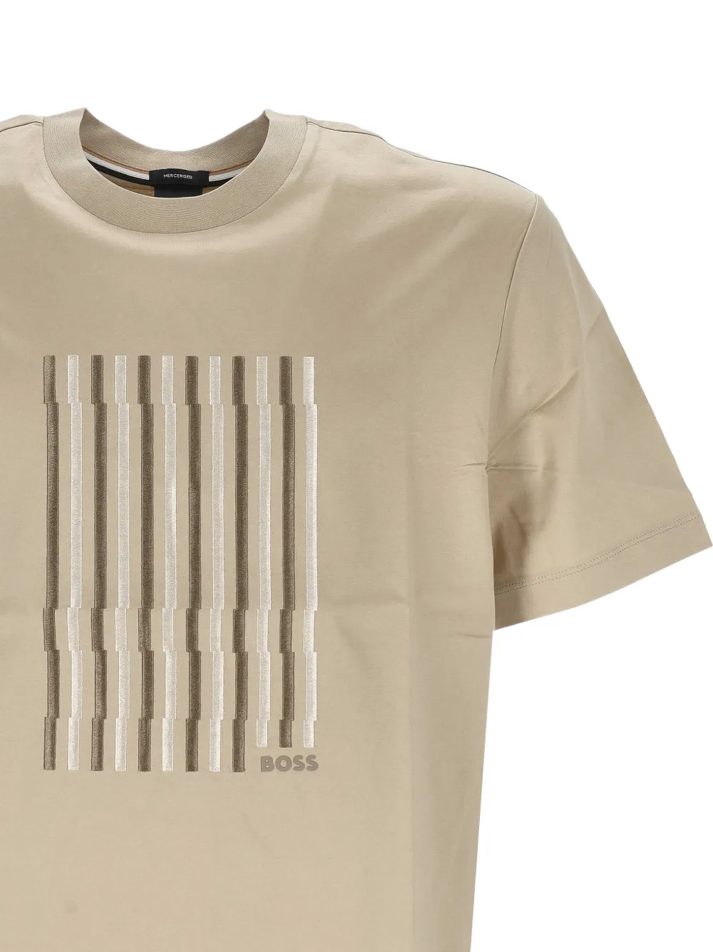 BOSS T-shirt met geborduurde streep Beige