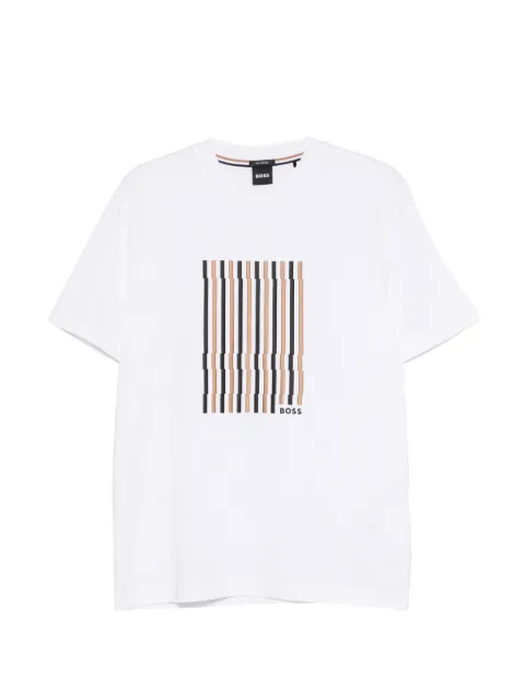 BOSS stripe-embroidered T-shirt
