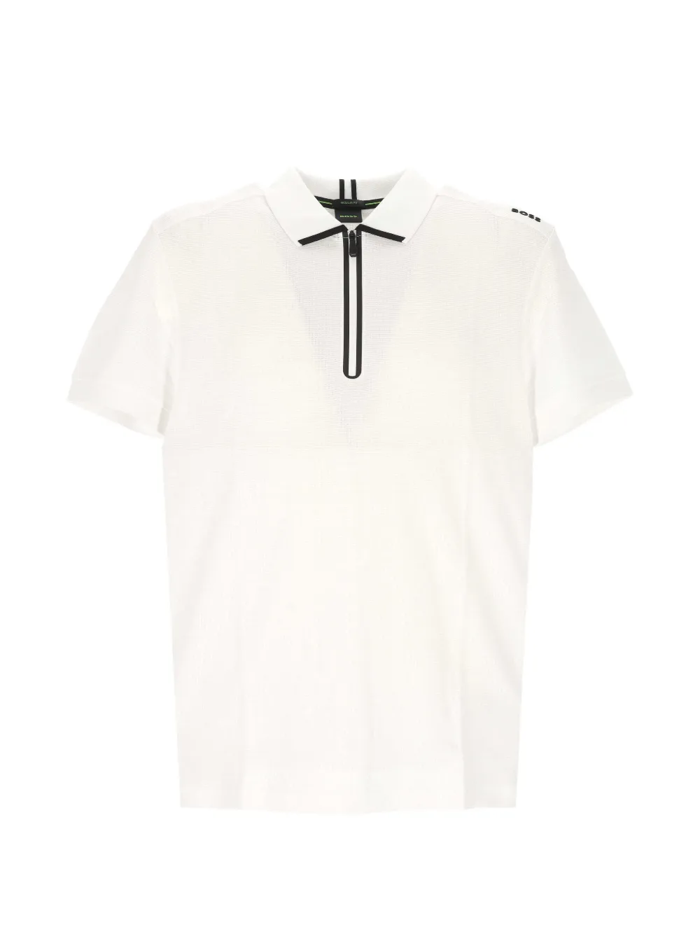 Hugo Boss Waffle-knit Zip-up Polo Shirt In White
