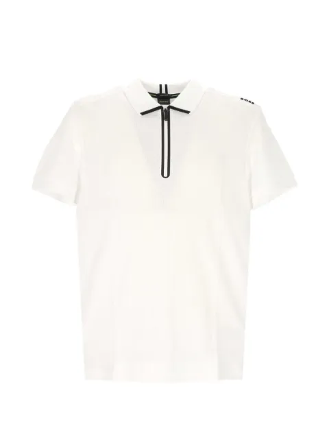 BOSS waffle-knit zip-up polo shirt