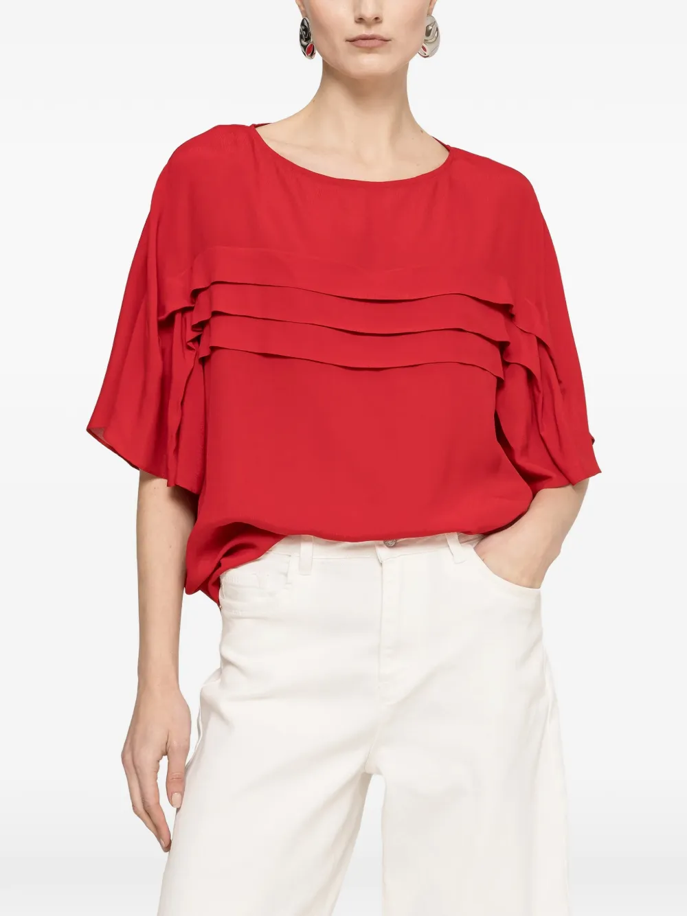 NISSA pleat-detail top - Rosso