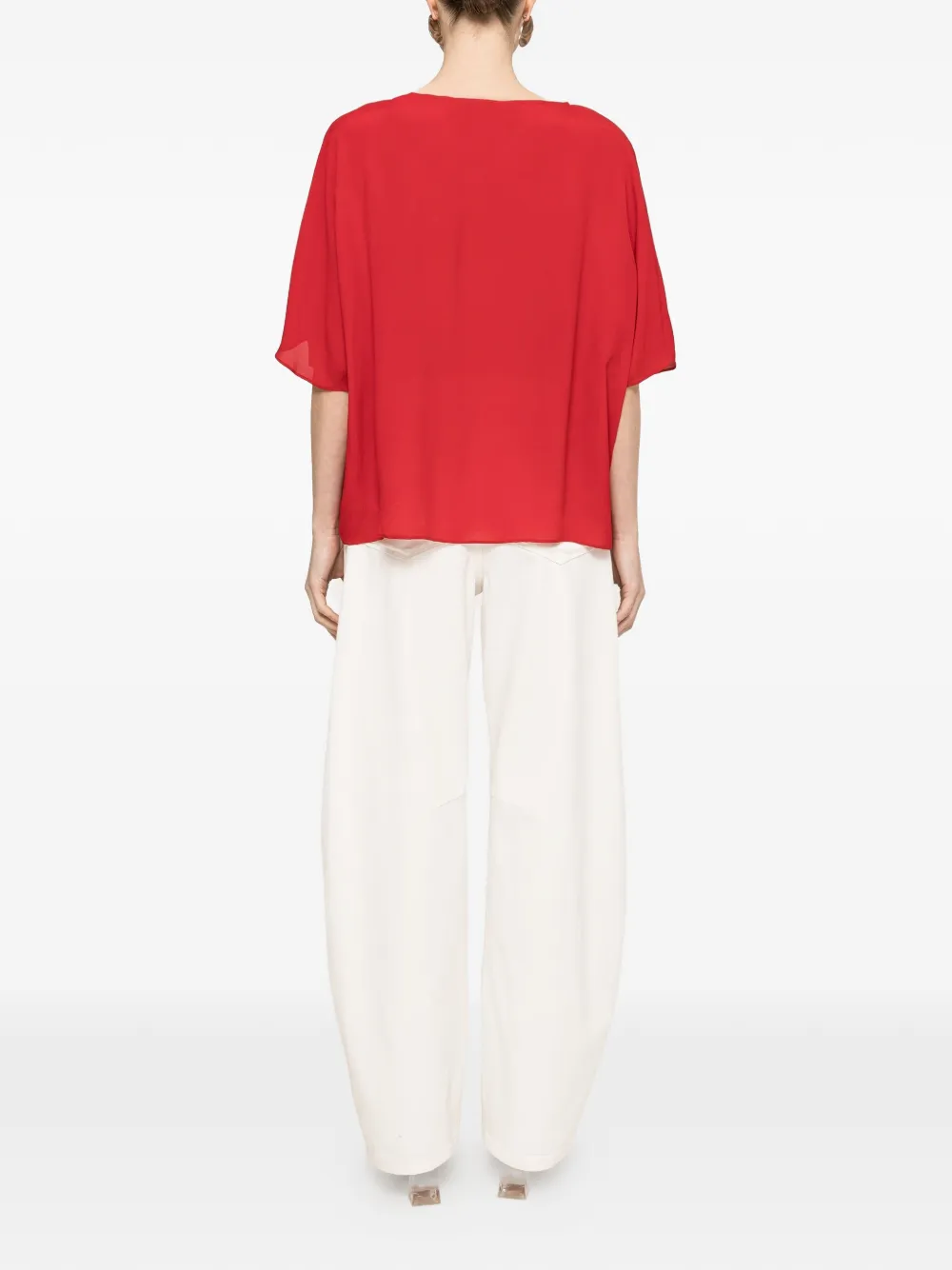NISSA Chiffon top met geplooid detail Rood