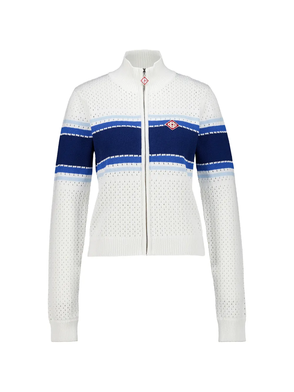 Casablanca striped pointelle-knit cardigan - Bianco