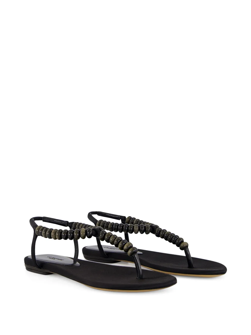 Le Monde Beryl beaded silk-satin sandals Zwart