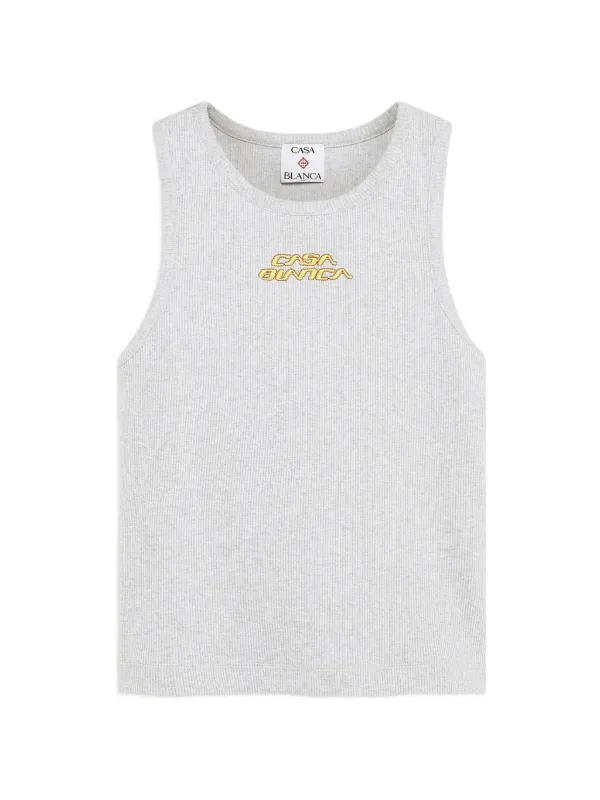 Casablanca Grey Marle Ribbed Tank Top