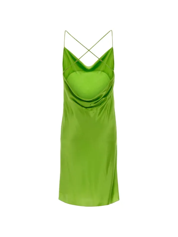 ysl green dress SAINT LAURENT Draped silk-satin mini dress