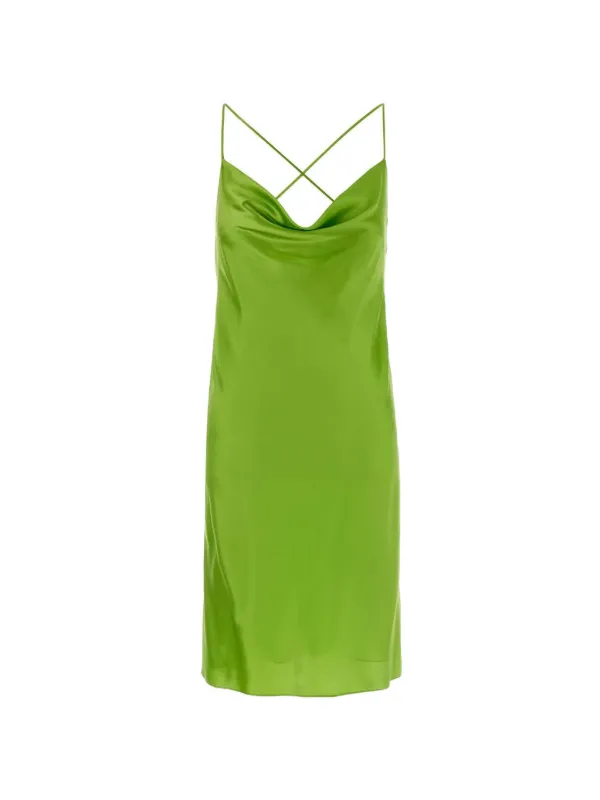 lime green satin mini dress Saint Laurent Vestido Con Espalda Descubierta de Satén de Seda - Verde - Mujer Arrange structured satin