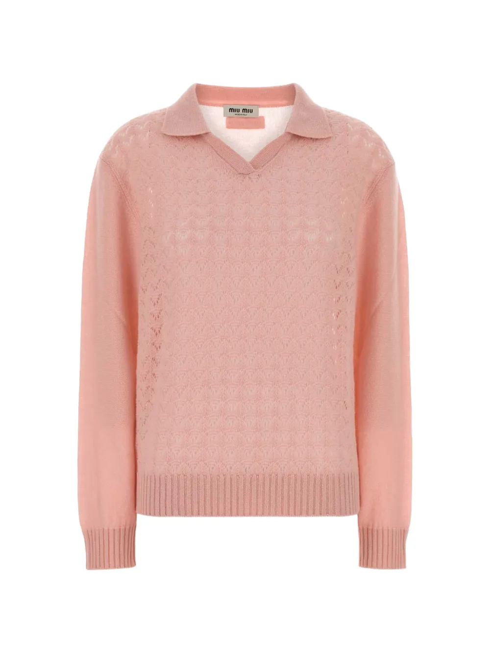 Miu Miu pointelle-knit polo sweater - Rosa