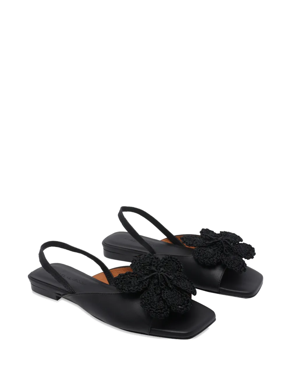 ANGEL ALARCON Flower slingback muiltjes met vierkante neus Zwart