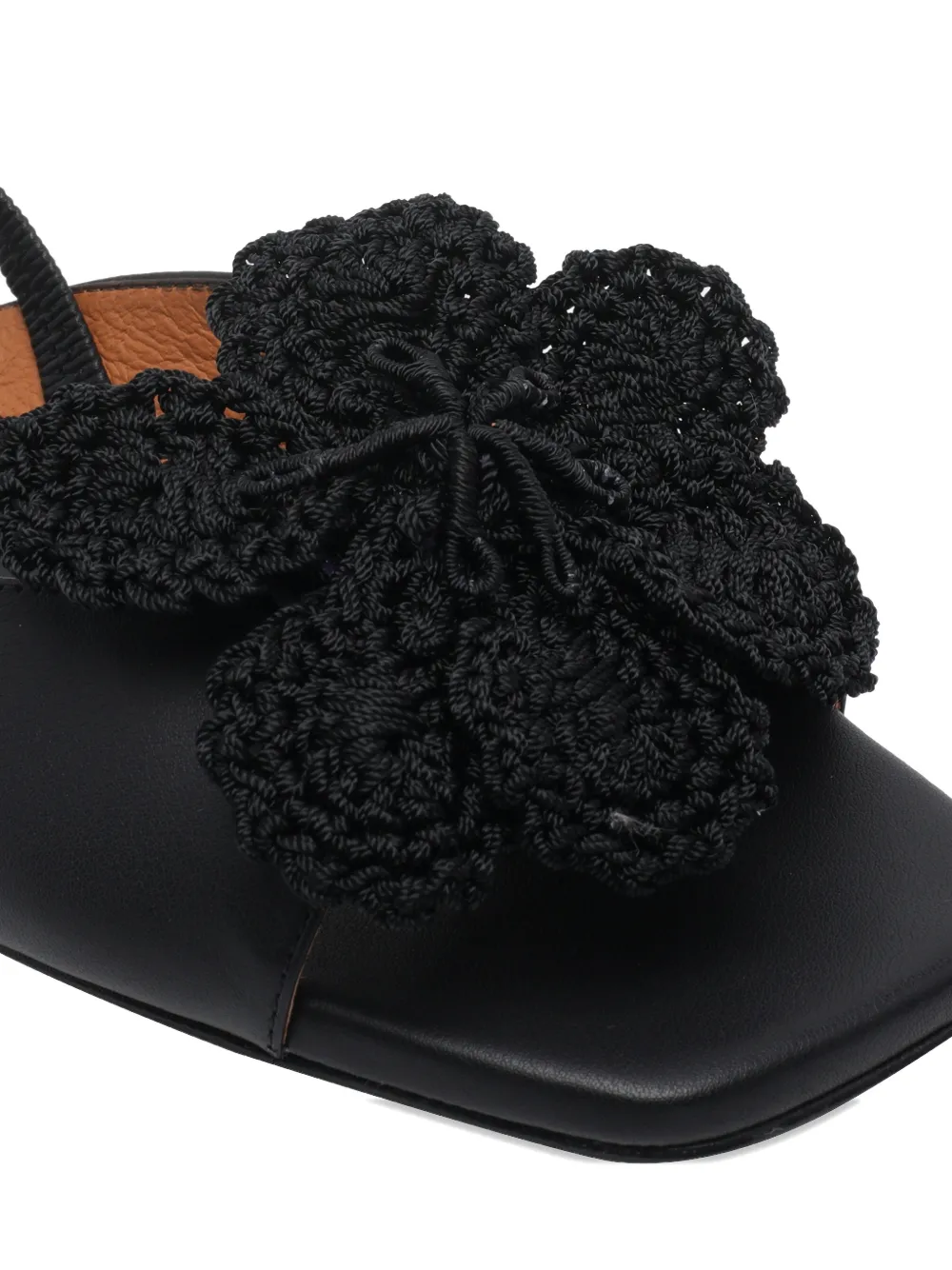 ANGEL ALARCON Flower slingback muiltjes met vierkante neus Zwart