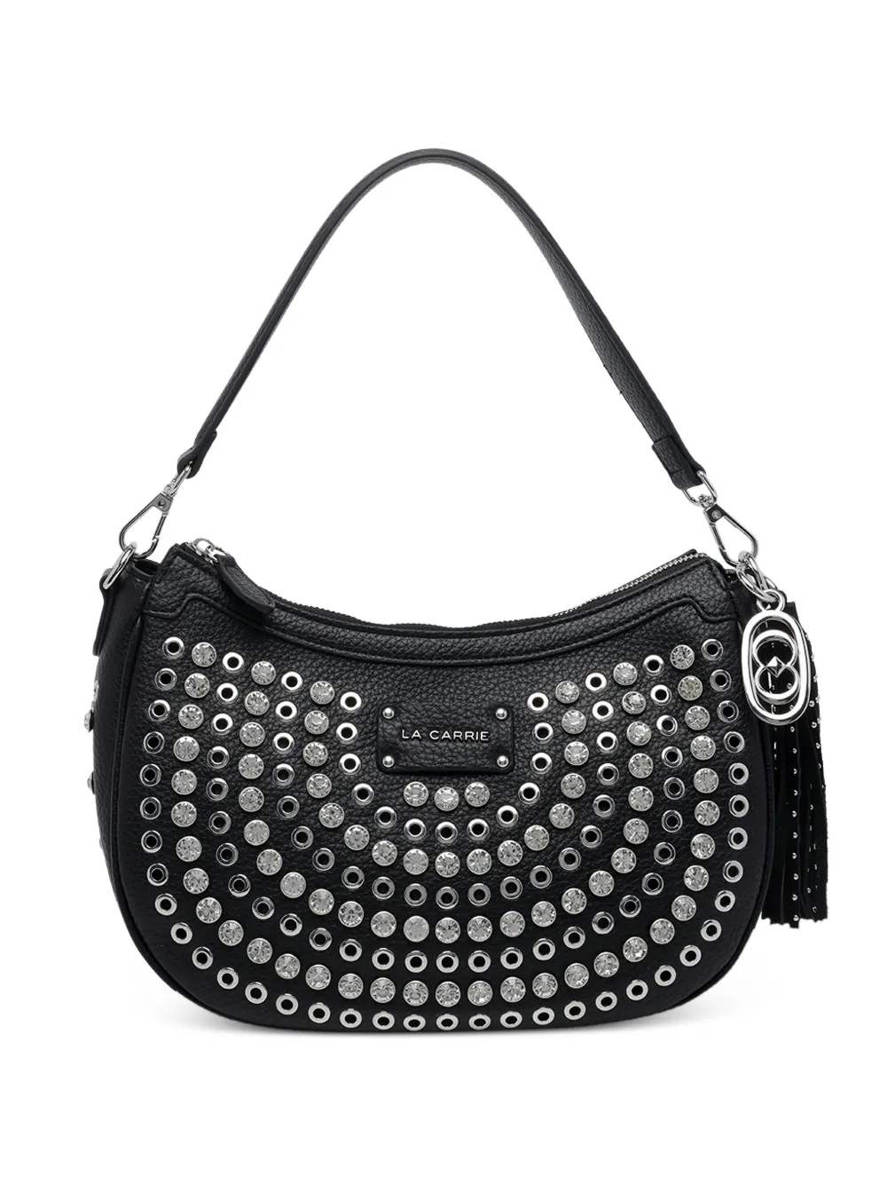 La Carrie Andromeda logo studded shoulder bag - Nero