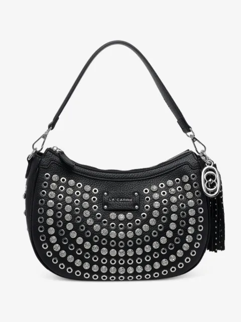 La Carrie Andromeda logo studded shoulder bag