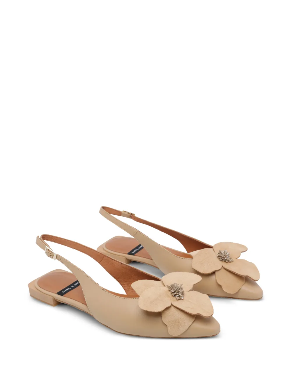 ANGEL ALARCON Fiora pumps met bloemdetail en puntige neus Beige