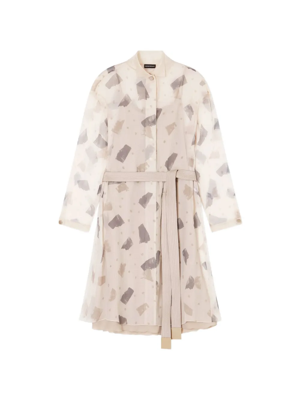 Emporio Armani abstract-print belted silk mini dress - Toni neutri