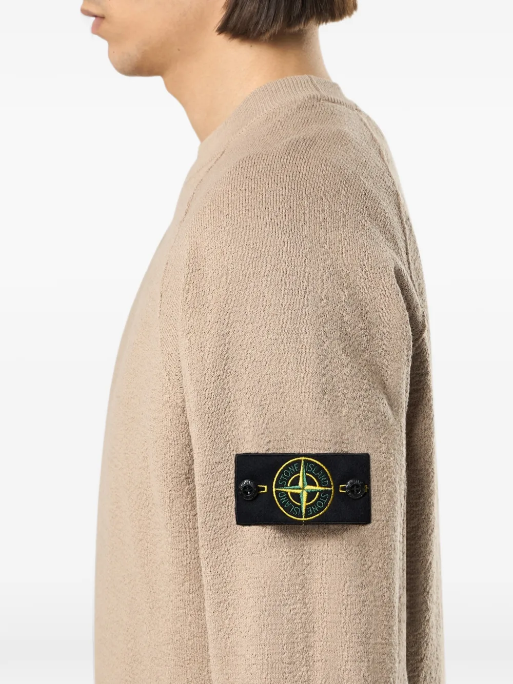 Stone Island Trui met logopatch en raglan mouwen Beige