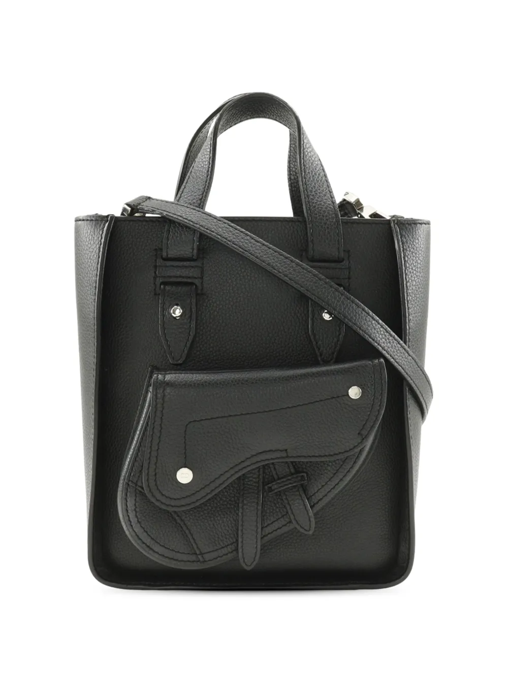 Christian Dior Pre-Owned 2010-2026 Mini Grained Calfskin Saddle Tote satchel - Black