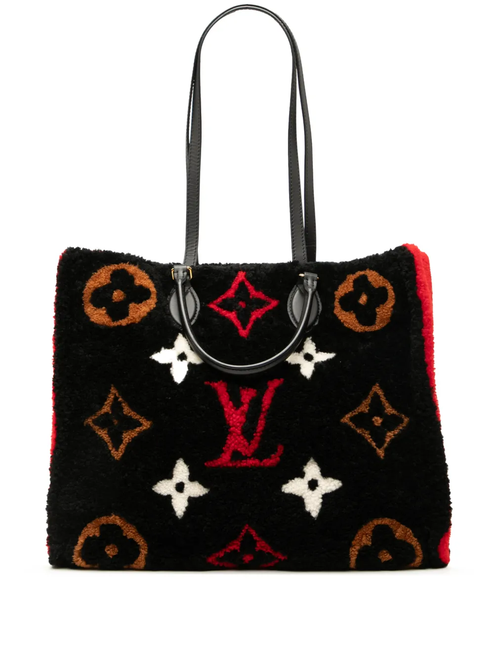 Louis Vuitton Pre-Owned 2019 Monogram Giant Shearling Teddy Onthego GM satchel - Black