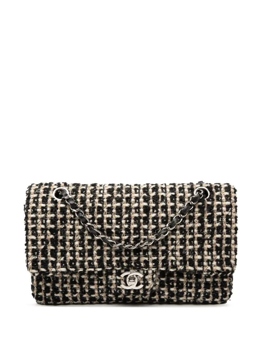 CHANEL Pre-Owned 2002-2003 Medium Classic Tweed Double Flap shoulder bag - Nero