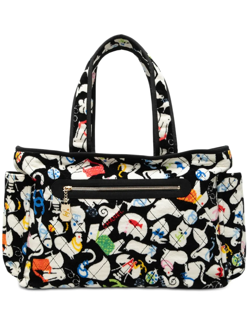 CHANEL Pre-Owned 2006-2008 Terry Cloth Baby Animals Diaper Bag travel bag - Nero