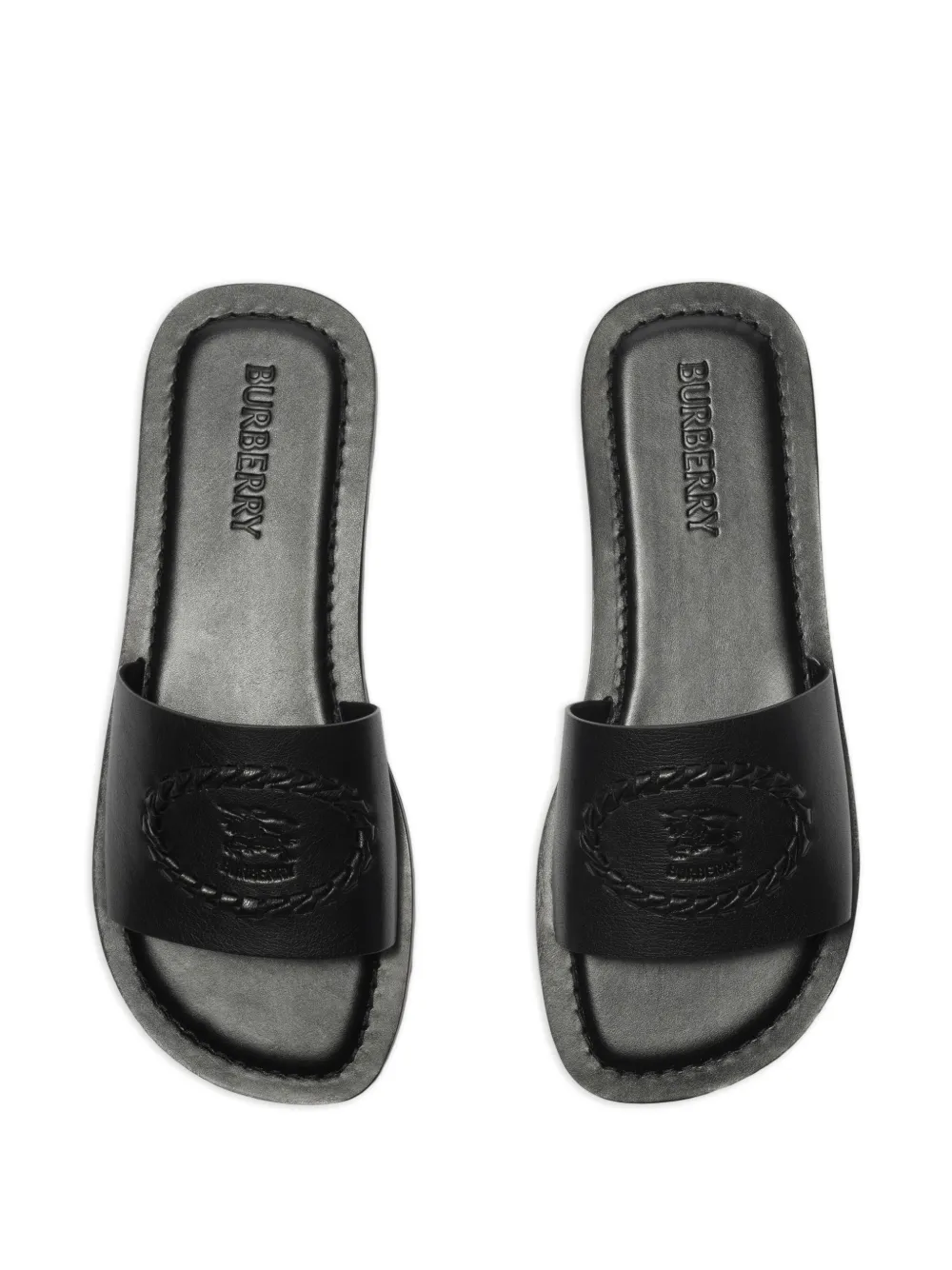 Burberry Knight leren slippers Zwart