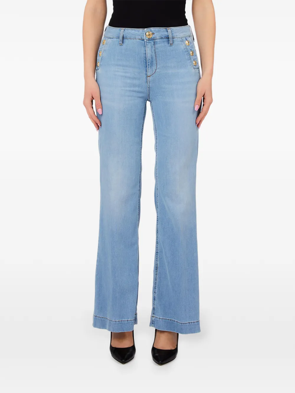 LIU JO button-embellished flared jeans - Blau