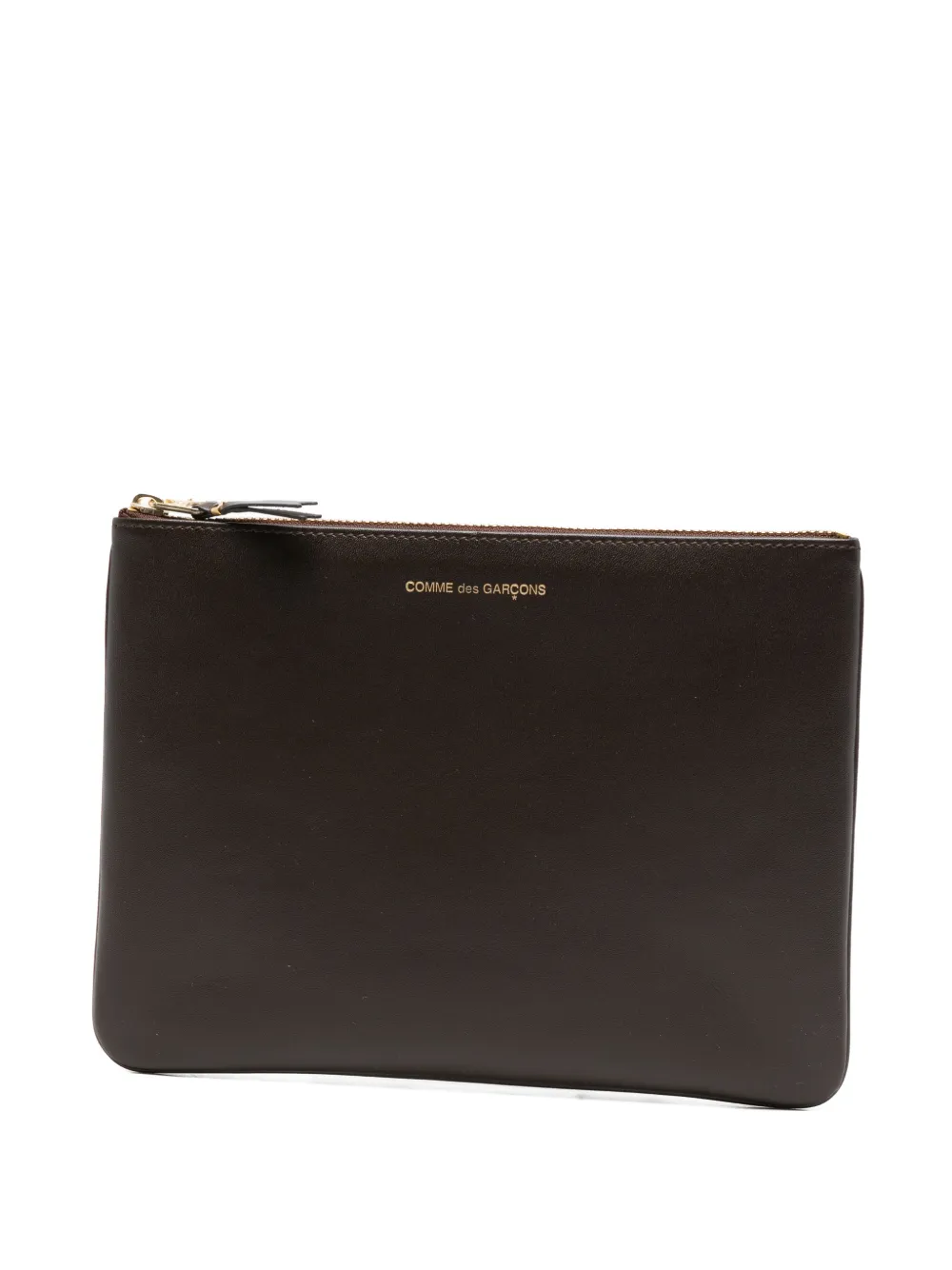 Comme Des Garçons logo-print leather clutch bag - Marrone