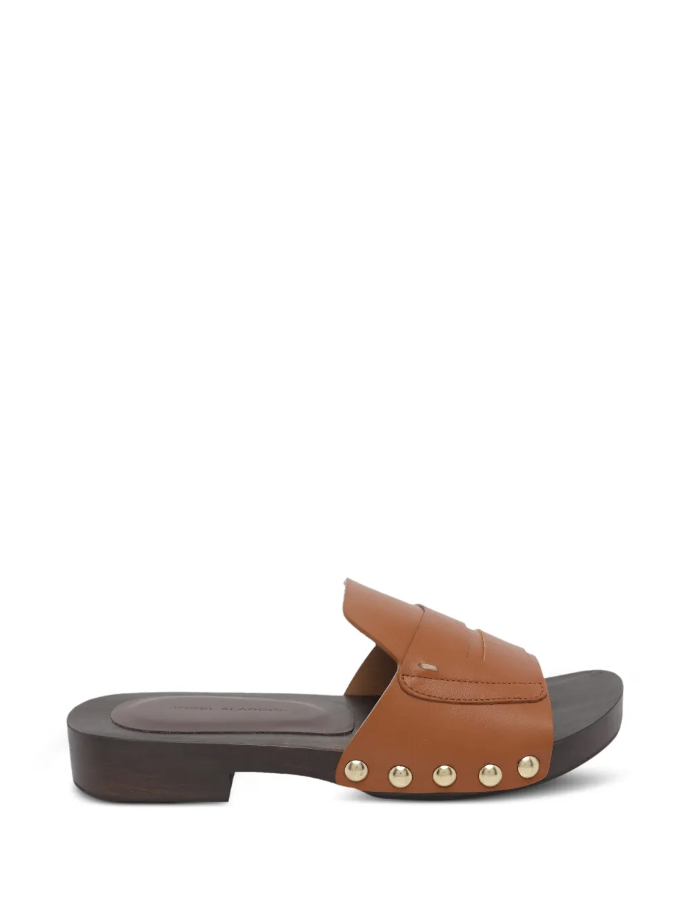 ANGEL ALARCON studded round toe sandals - Marrone