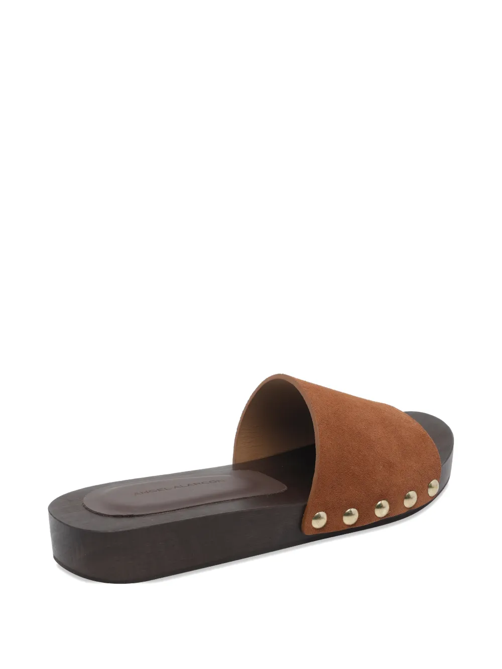 ANGEL ALARCON round toe studded suede sandals Bruin