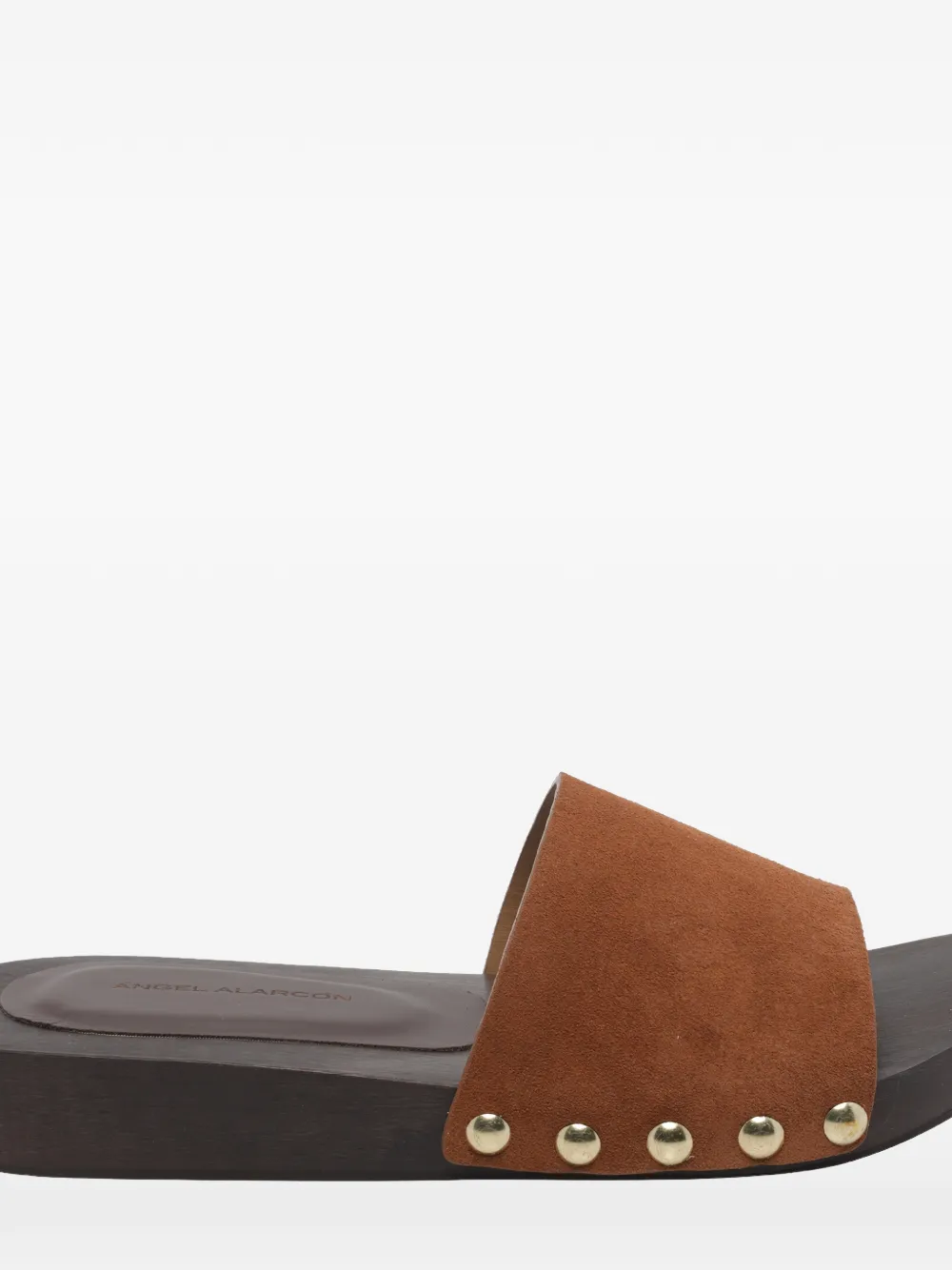 ANGEL ALARCON round toe studded suede sandals Bruin
