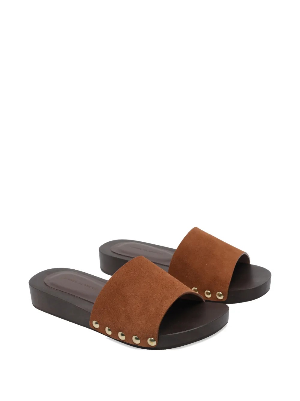 ANGEL ALARCON round toe studded suede sandals Bruin