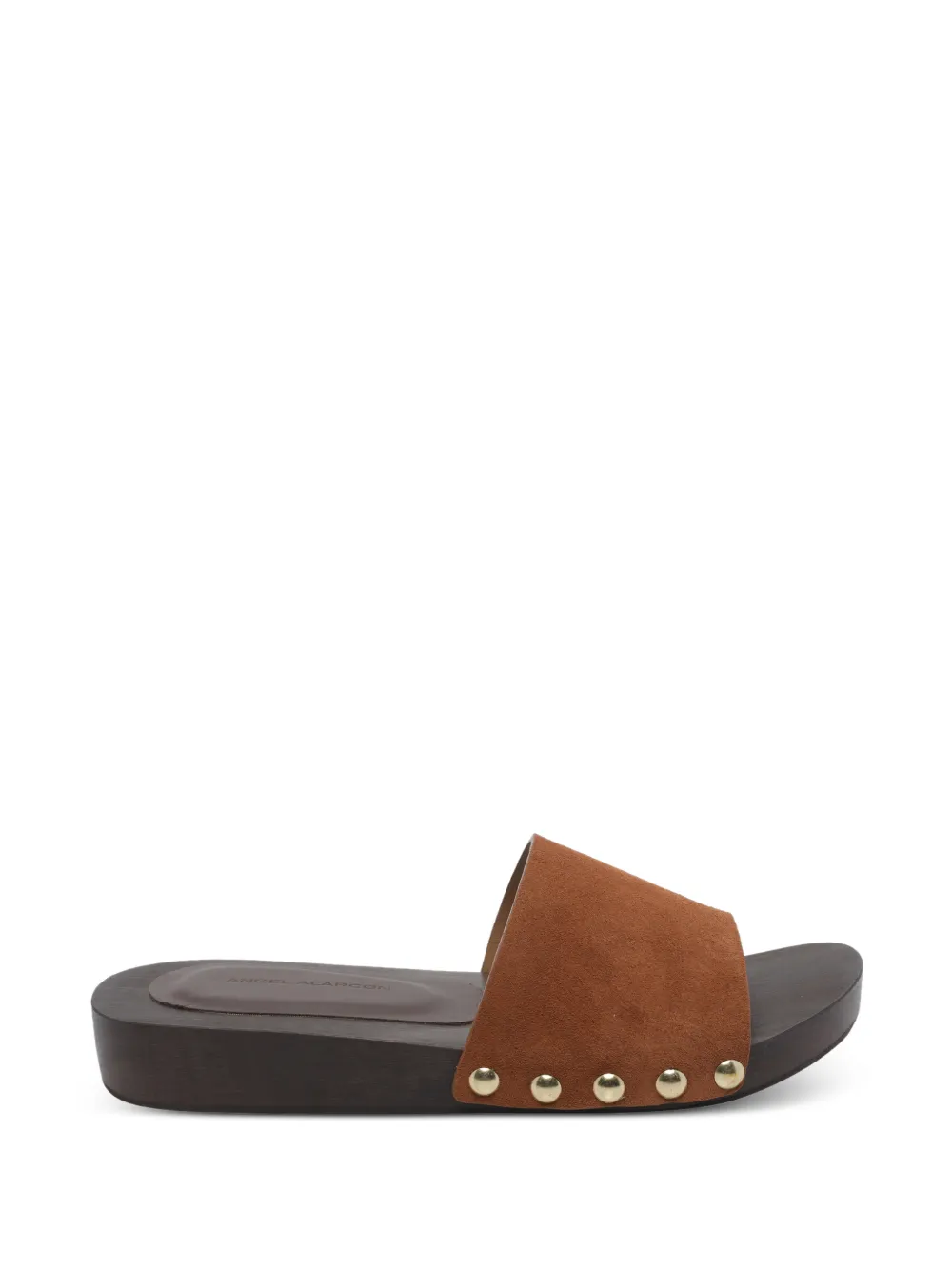 ANGEL ALARCON round toe studded suede sandals - Marrone