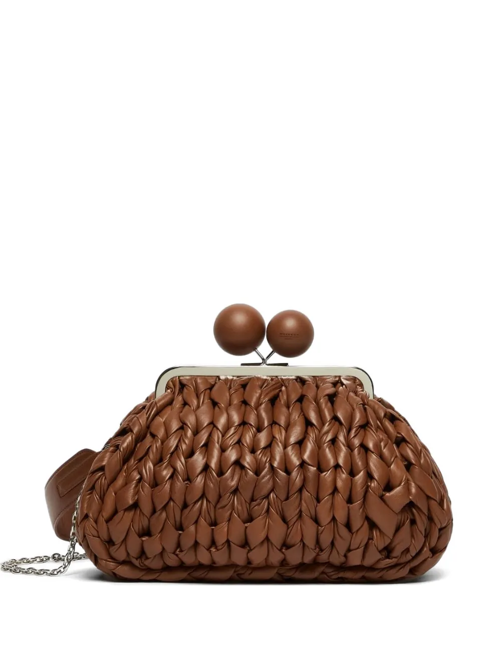 Weekend Max Mara medium Pasticcino leather woven bag - Marrone