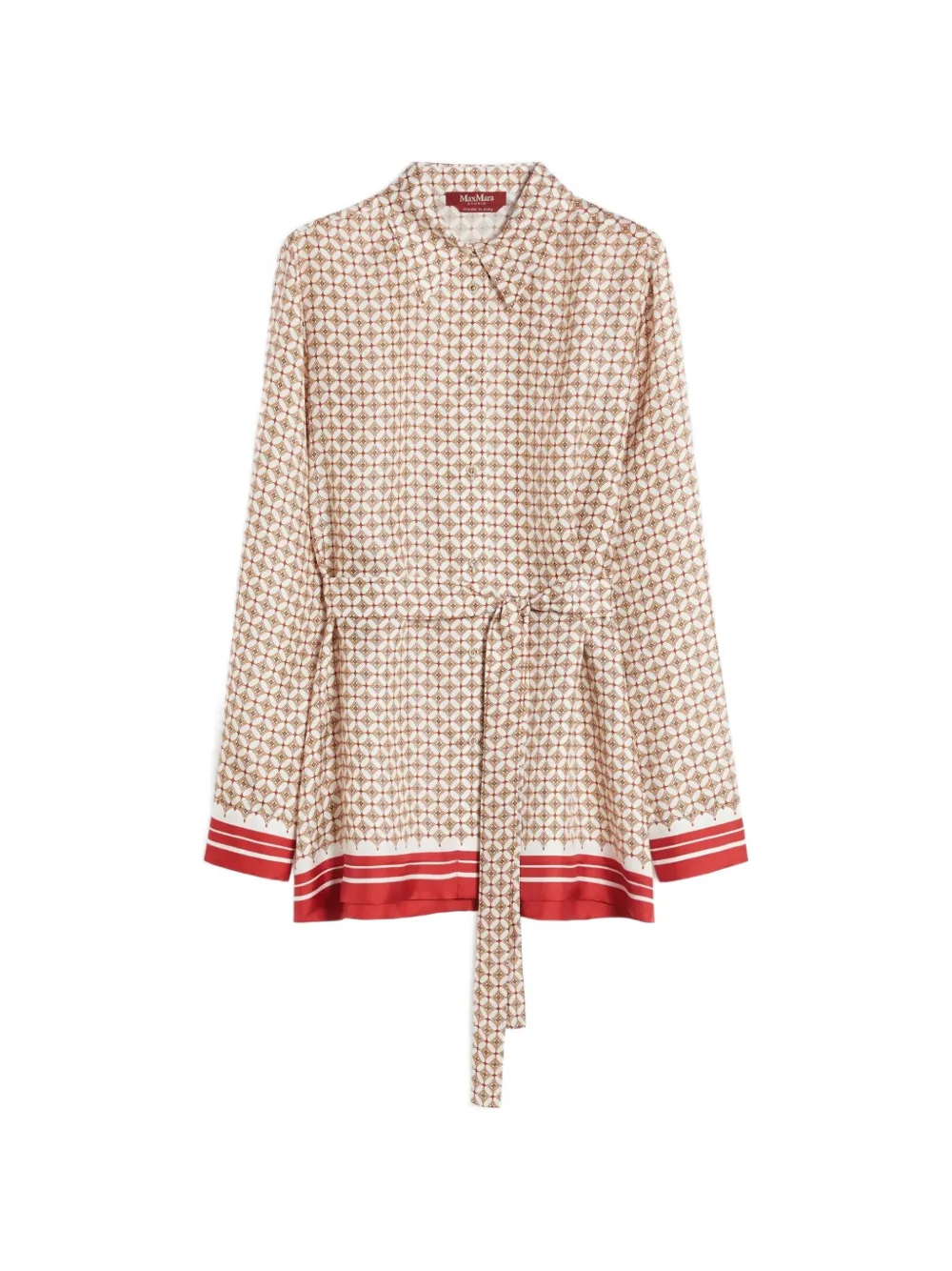 Max Mara geometric-print belt-detail silk shirt - Toni neutri
