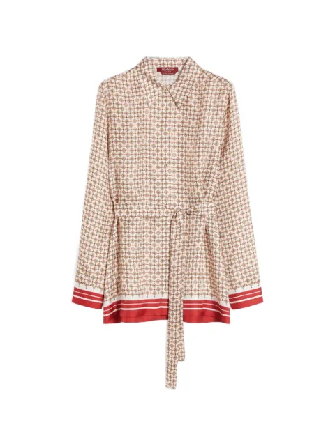 Max Mara geometric-print belt-detail silk shirt