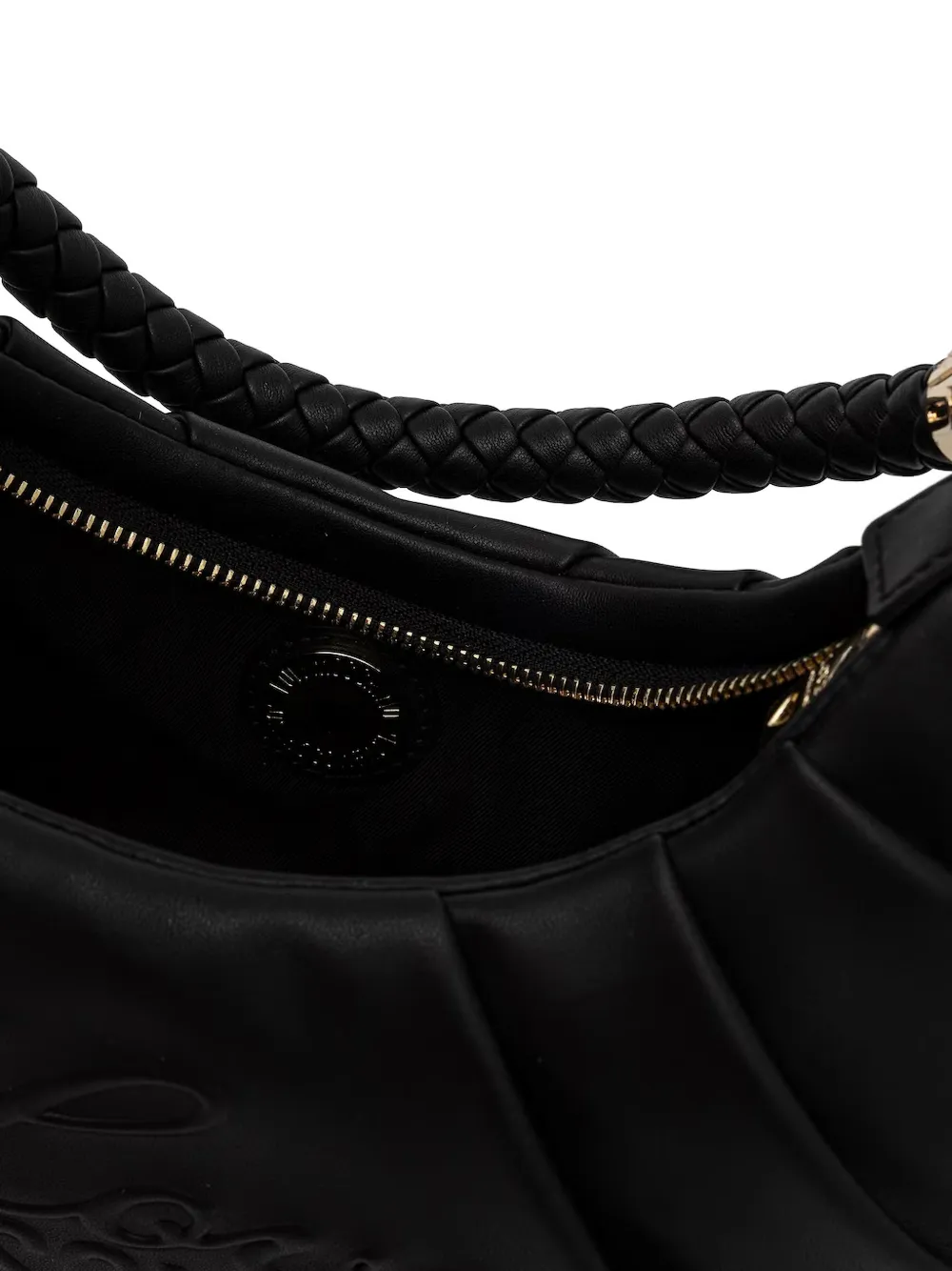 Love Moschino Shopper met gevlochten handvat en logodetail Zwart