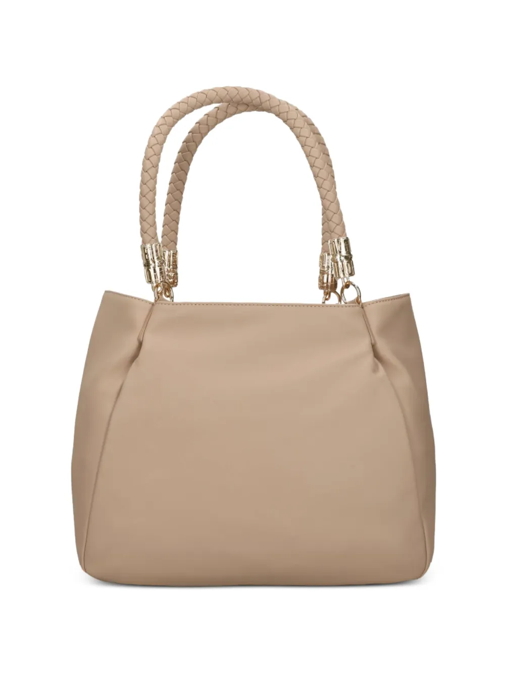 Love Moschino Handtas met logo-detail en gevlochten handvatten Beige