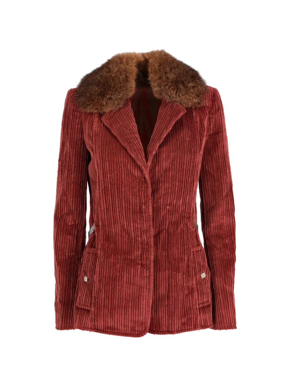 Pre-owned Fendi Corduroy-texture Jacket In Red