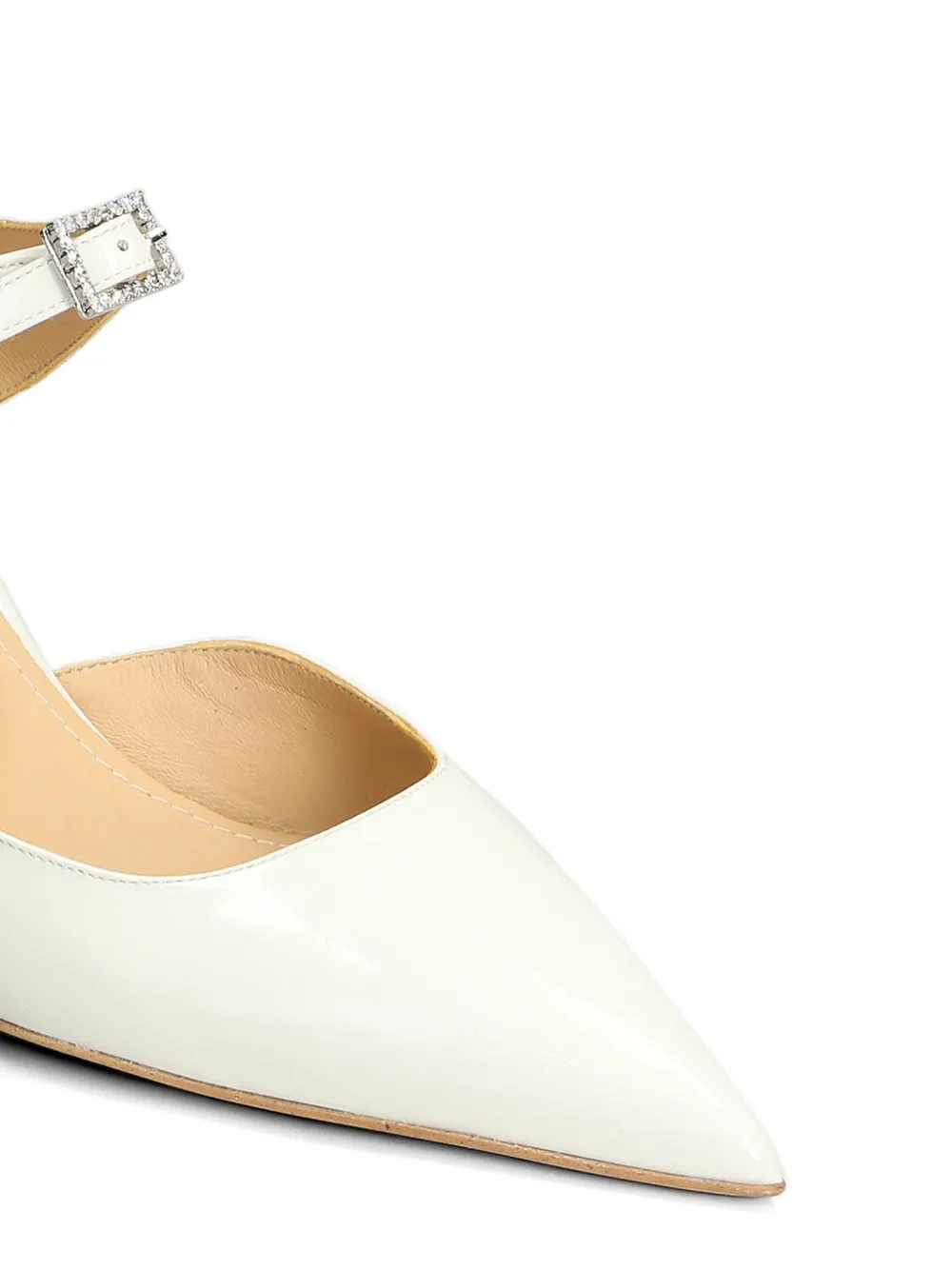 Fratelli Russo Pumps met kristallen gesp en puntige neus Beige