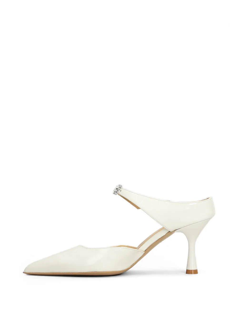 Fratelli Russo Pumps met kristallen gesp en puntige neus Beige