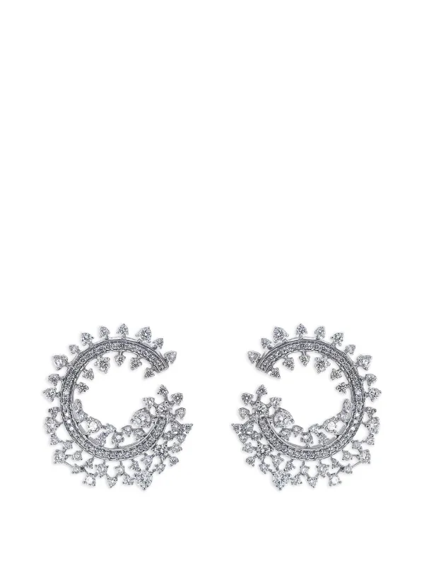 Ananya Edge Diamond Hoop Earrings in Silver
