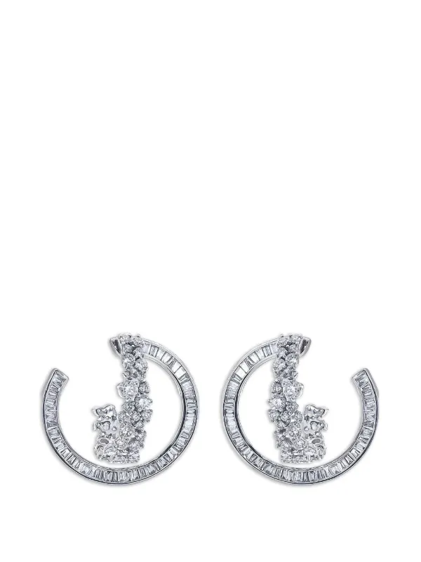 Ananya Diamond Scatter Hoop Earrings in Silver