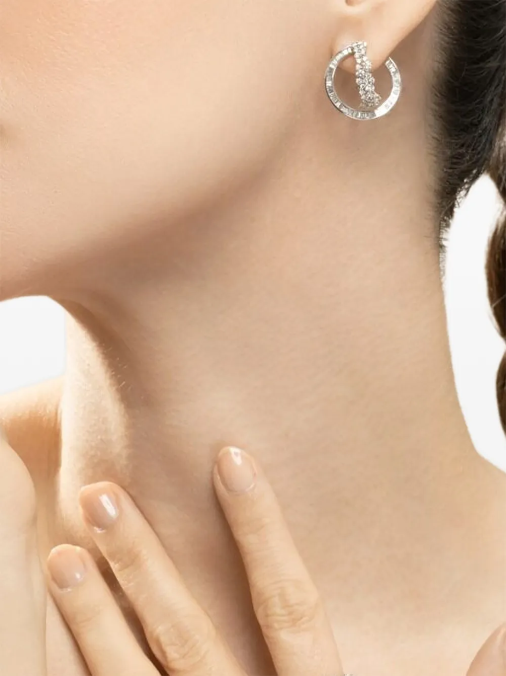Ananya Diamond Scatter Hoop Earrings in Silver, view 3