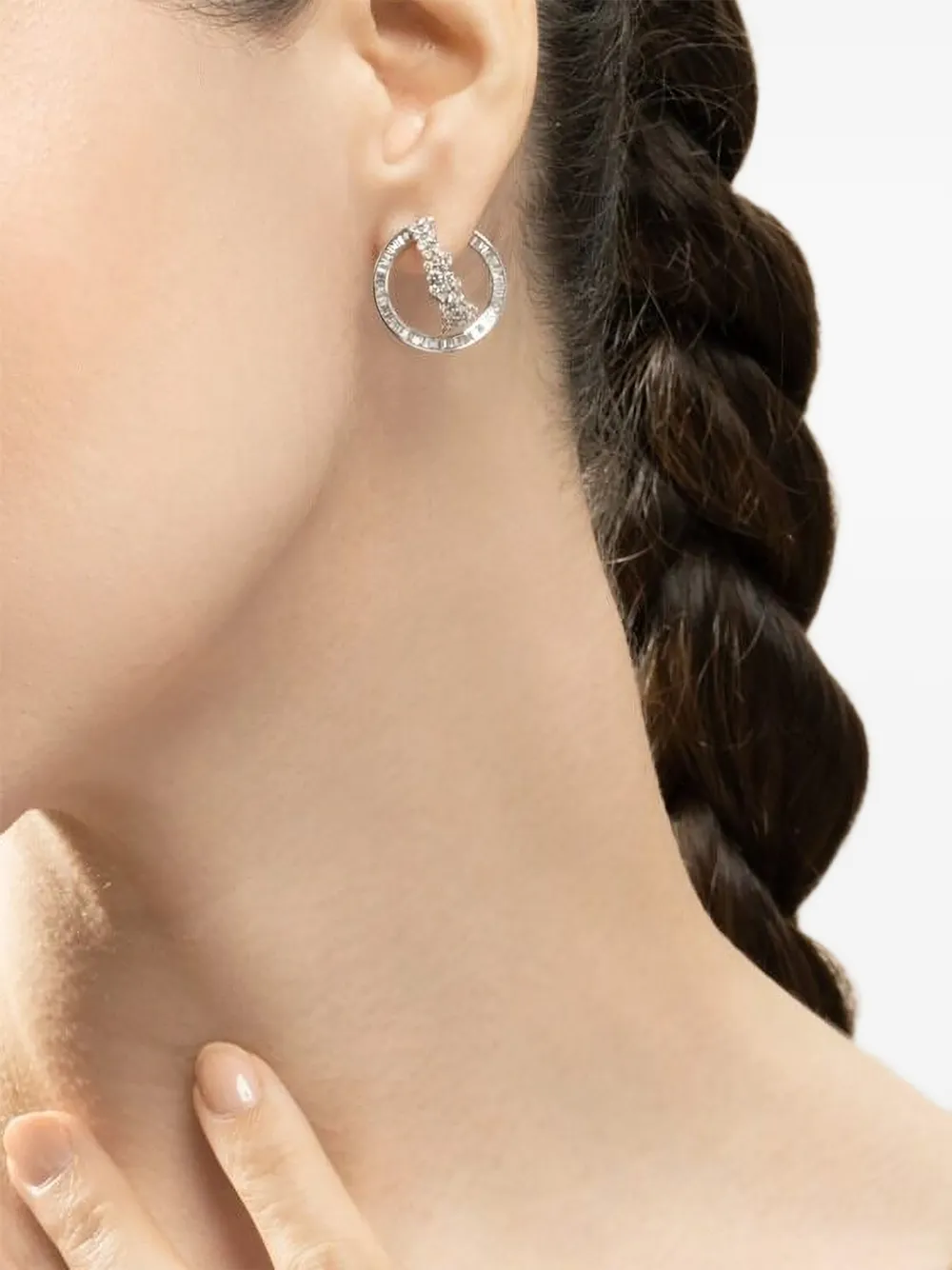 Ananya Diamond Scatter Hoop Earrings in Silver, view 2