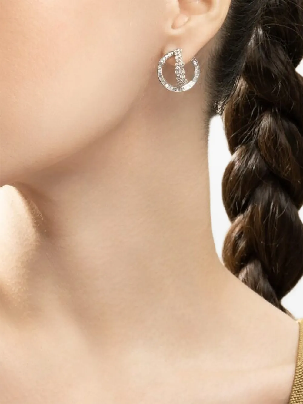 Ananya Diamond Scatter Hoop Earrings in Silver, view 4
