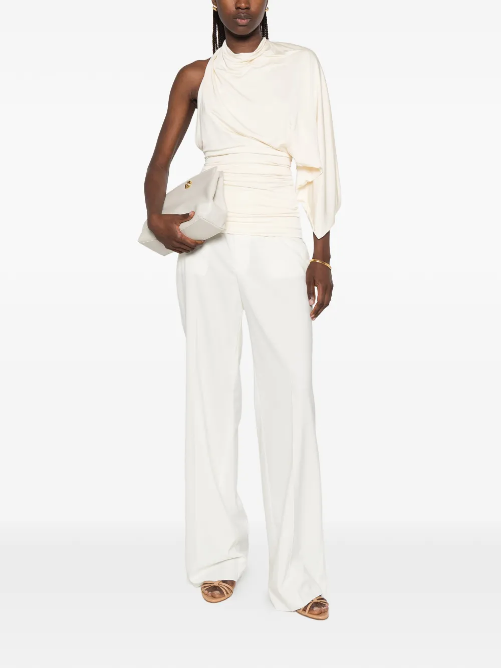 Tagliatore Broek met wijde pijpen Beige