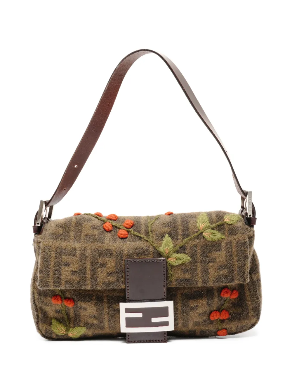 Fendi Pre-Owned 1990s floral wool shoulder bag - Marrone