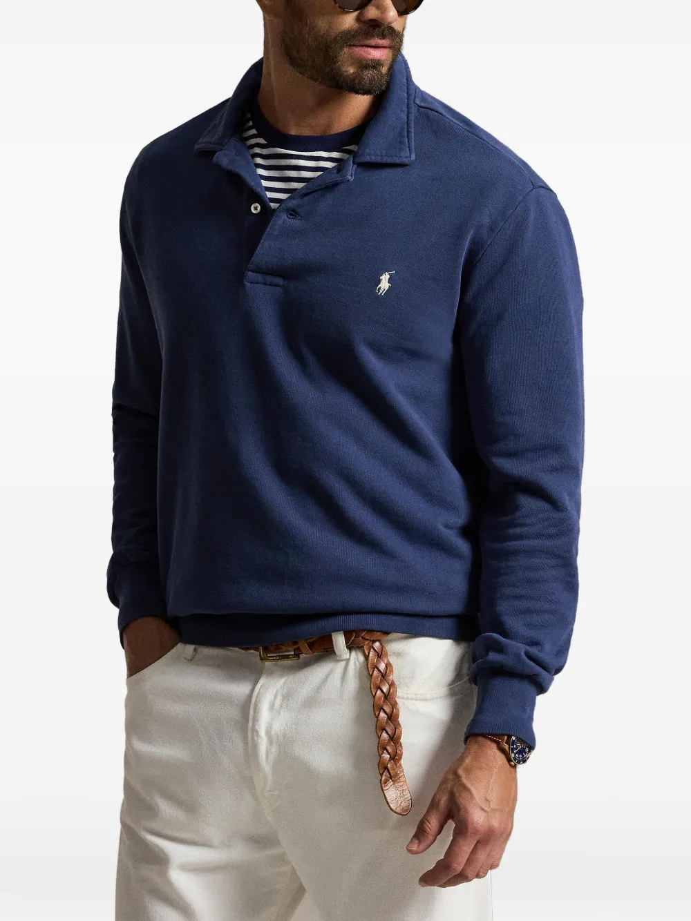Polo Ralph Lauren Loopback fleece sweater met kraag Blauw