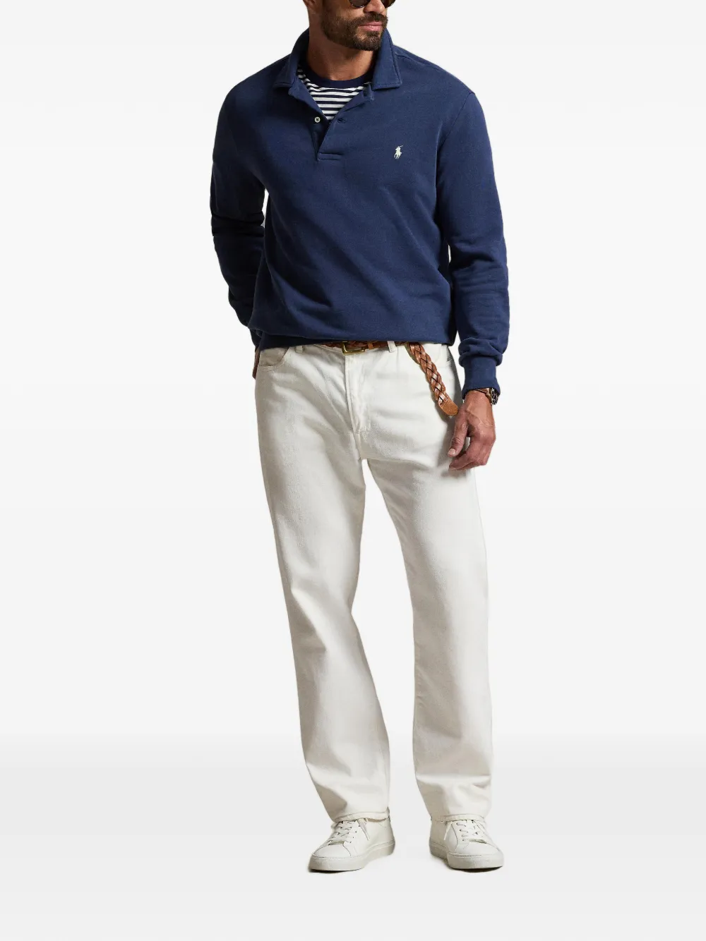 Polo Ralph Lauren Loopback fleece sweater met kraag Blauw