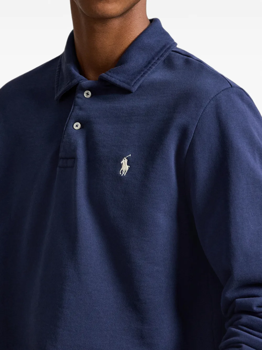 Polo Ralph Lauren Loopback fleece sweater met kraag Blauw